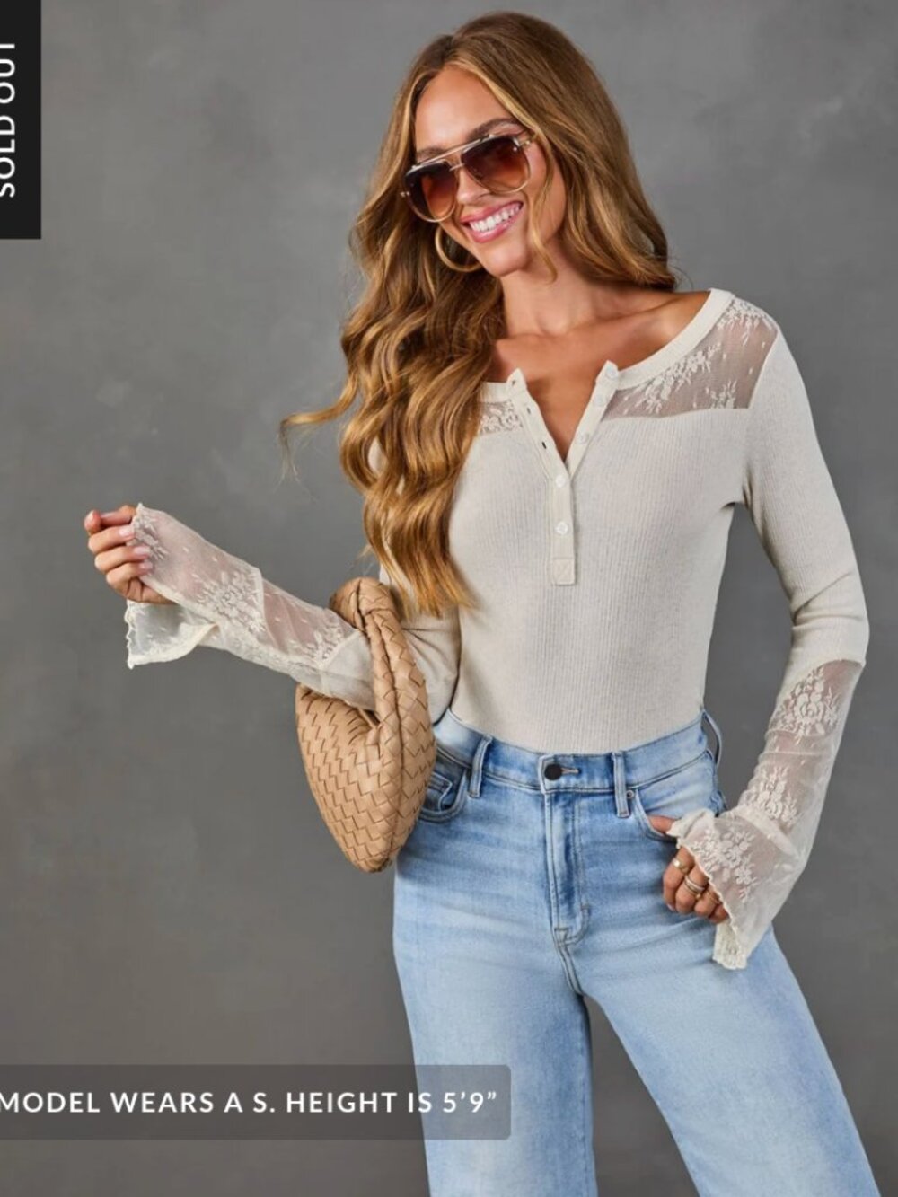 Morning Espresso Lace Trim Henley Top | Vici